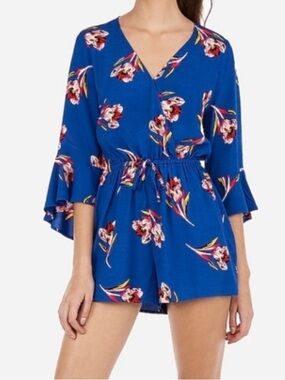 Express Blue Floral Romper Size XS